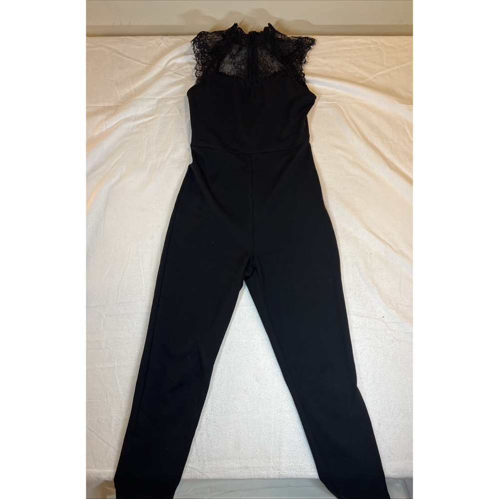 One Piece Pant Romper Lace Top Sleeveless Whimsy Goth Fancy High‎ Neck Size 4
